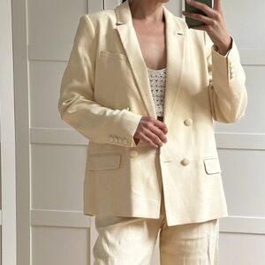 NWOT Sézane Christie Blazer – Cream Linen Blend Size 38‎ (US 6)